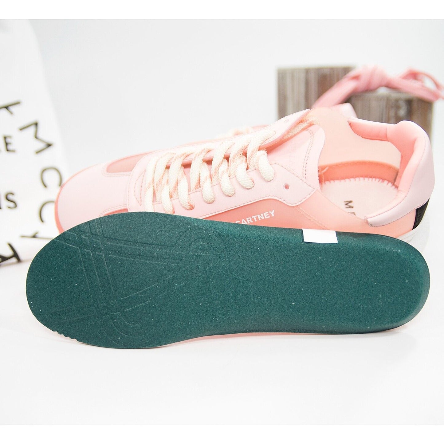 Stella McCarney Rose Pink Loop Oversize Vegan Leather Sneakers 39 NIB