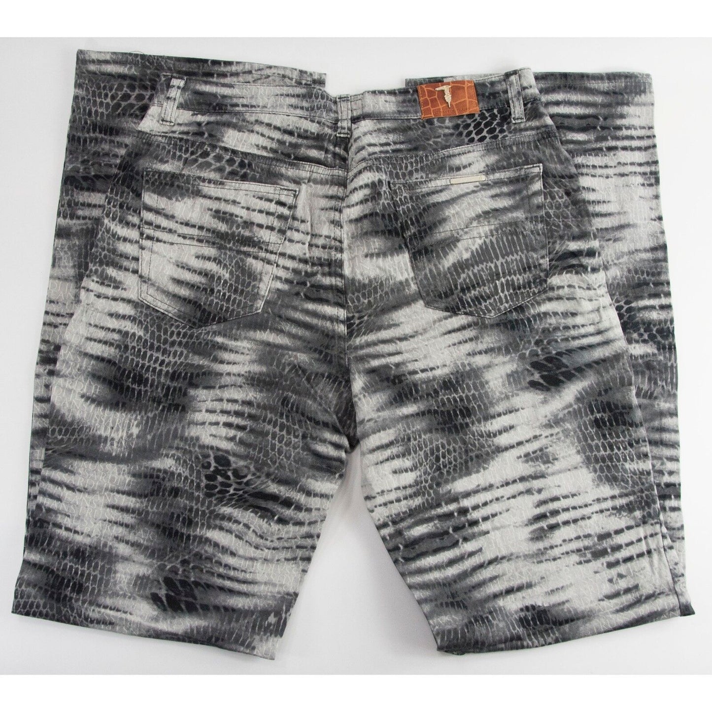 Trussardi Croc Logo Print Black Grey Straight Leg Trouser Pants EUC 33 $395