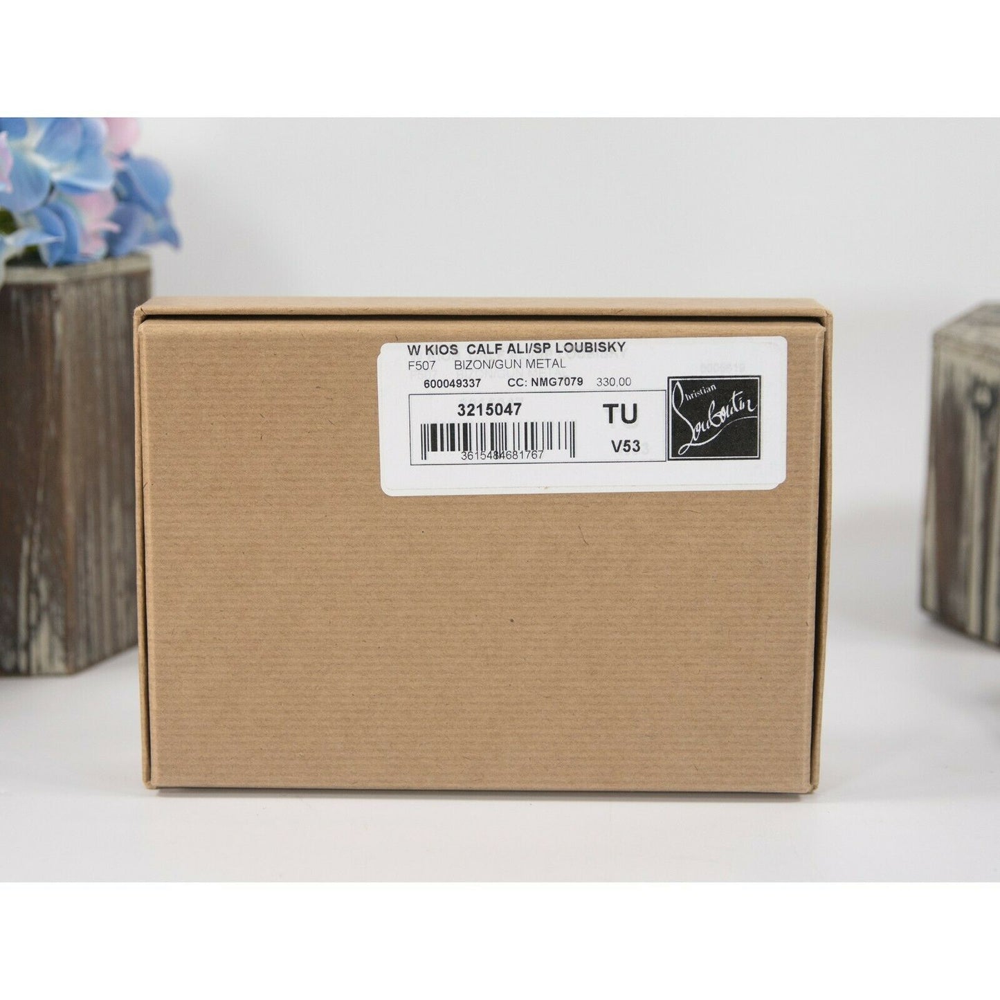 Christian Louboutin Kios Iridescent Studded Pink Leather Card Case Wallet NWT