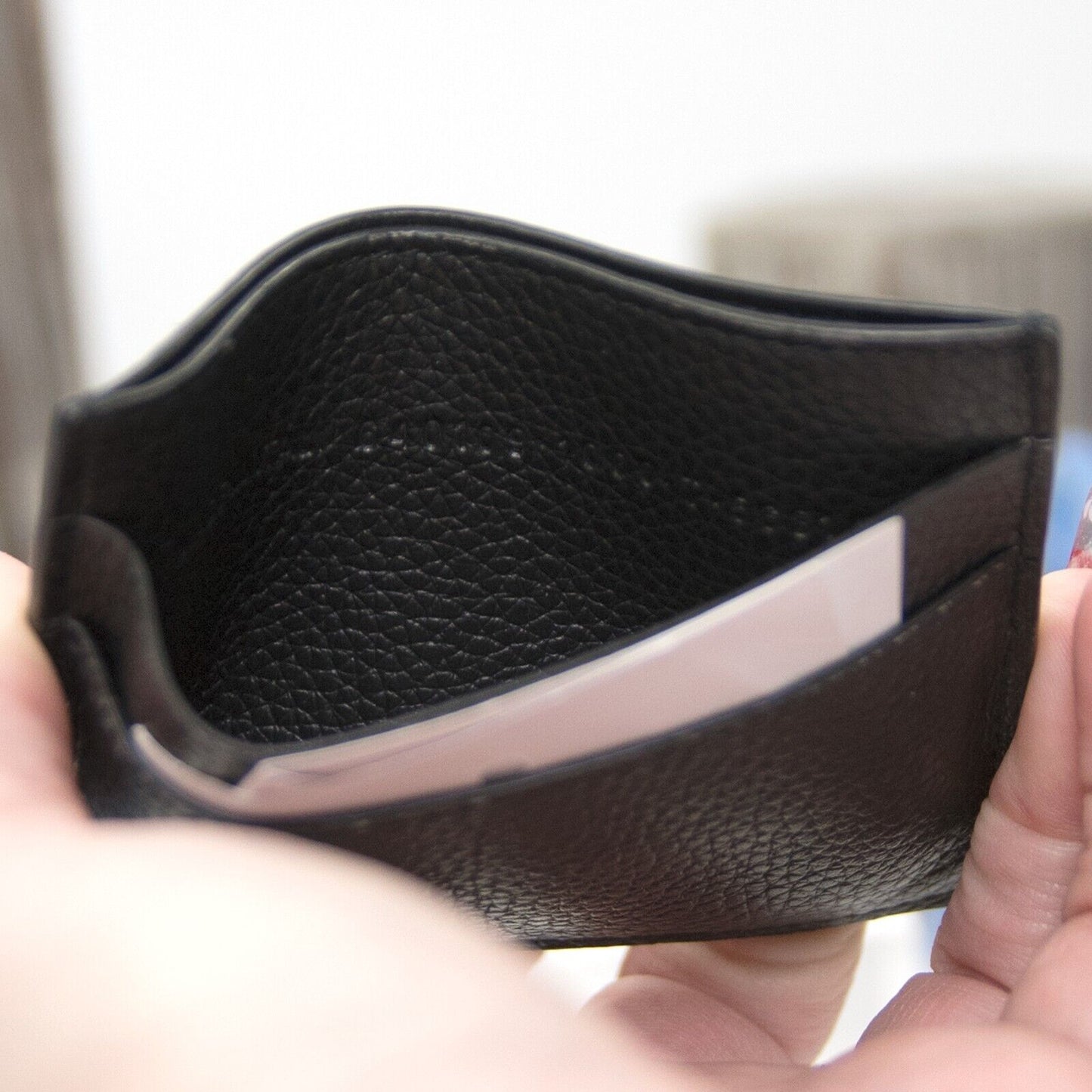 Balenciaga Black Leather Leather Logo City Card Case Mini Wallet NWT