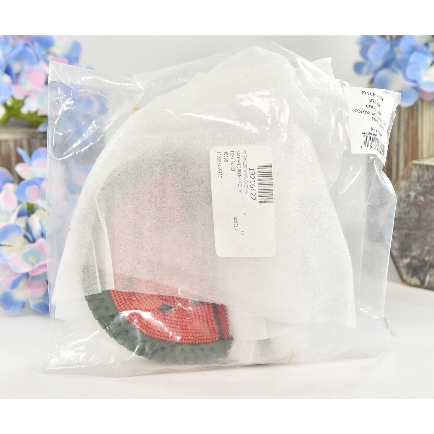 Tory Burch Beaded Watermelon Nubuck Leather Coin Purse NWT