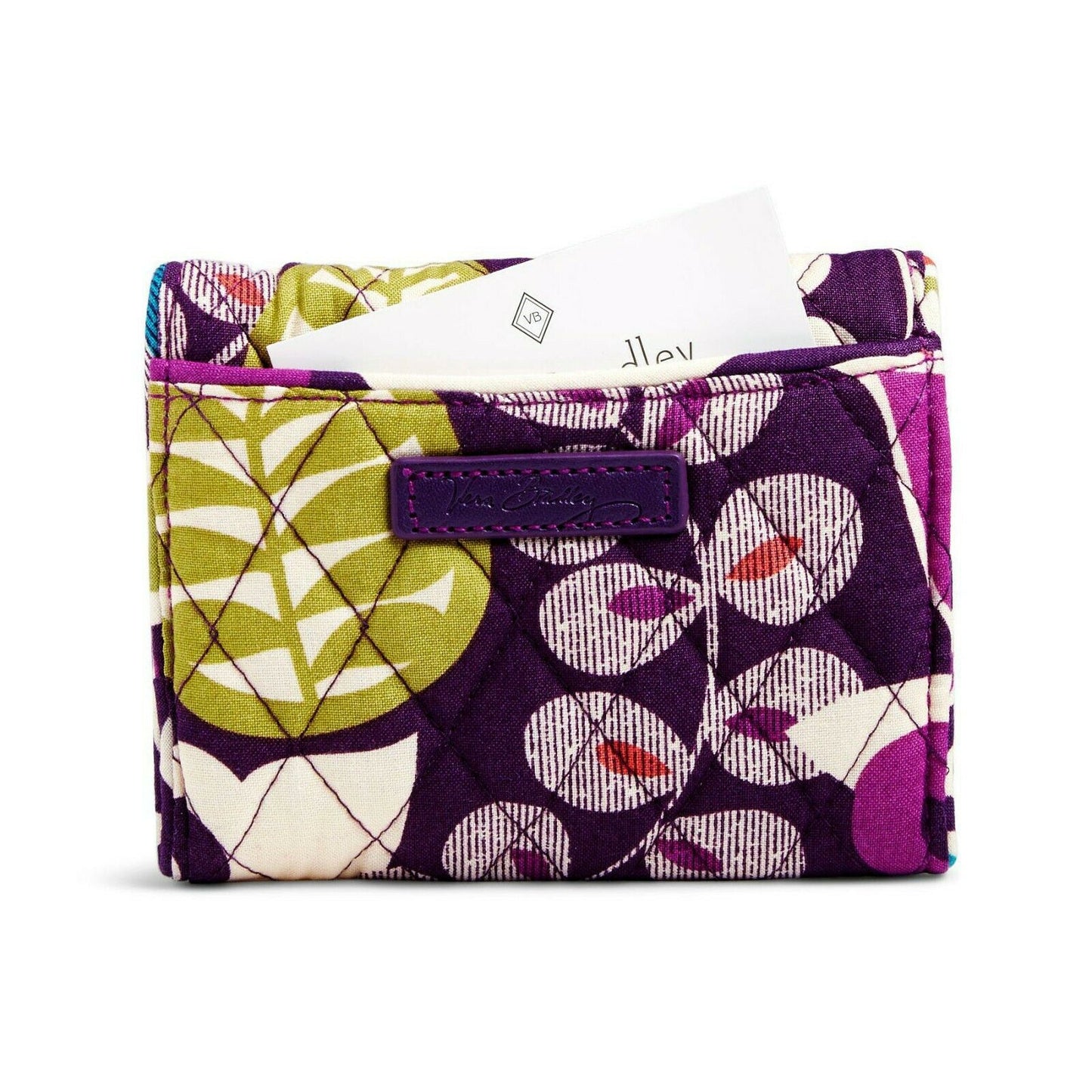 Vera Bradley Plum Crazy Petite Trifold Card Case Holder Mini Wallet NWT