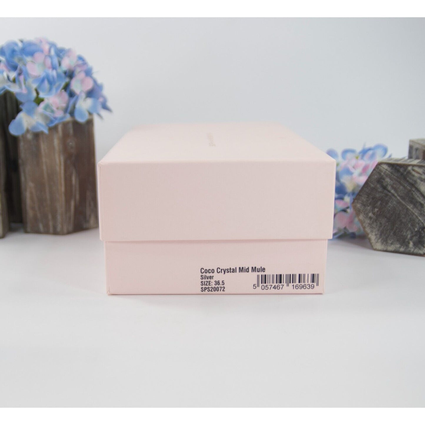 Sophia Webster Coco Silver Metallic Leather Crystal Slides Heels Sz 36.5 NIB