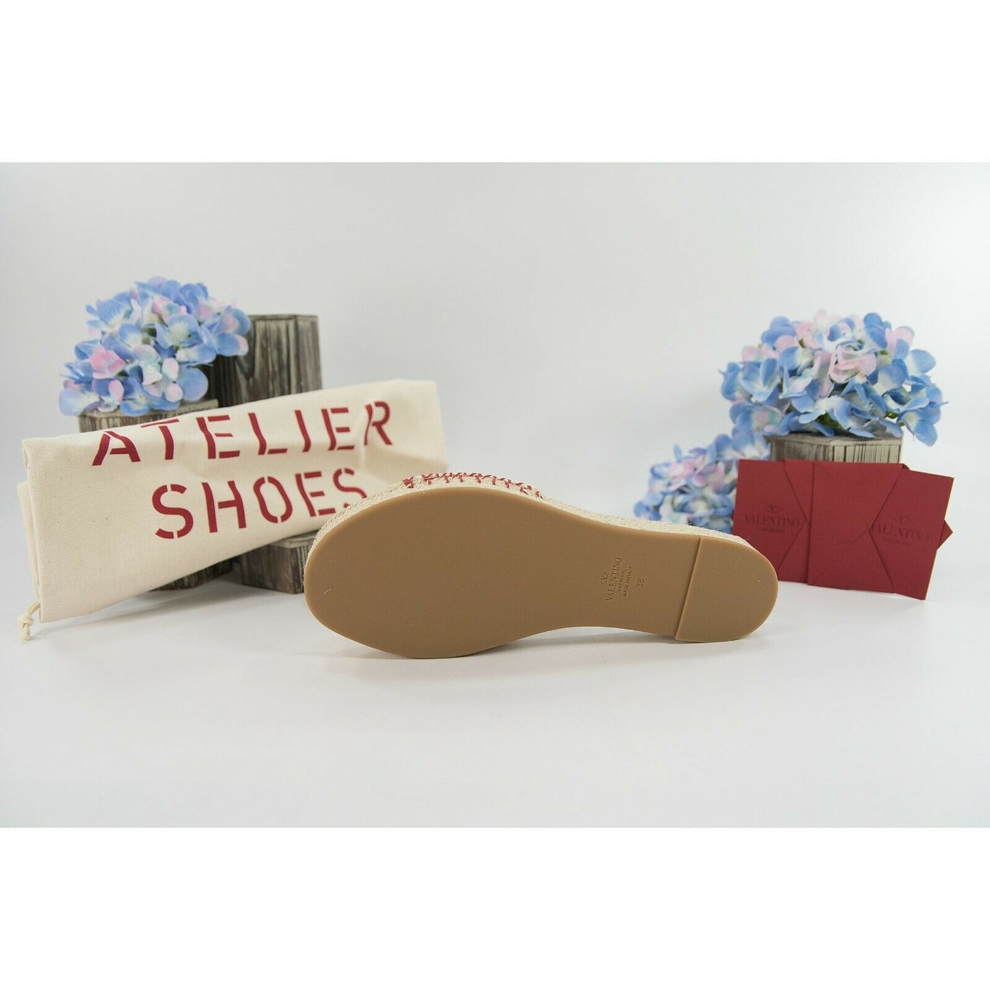 Valentino Atelier Eyelet Logo Espadrille Flatform Sandal 38 NIB