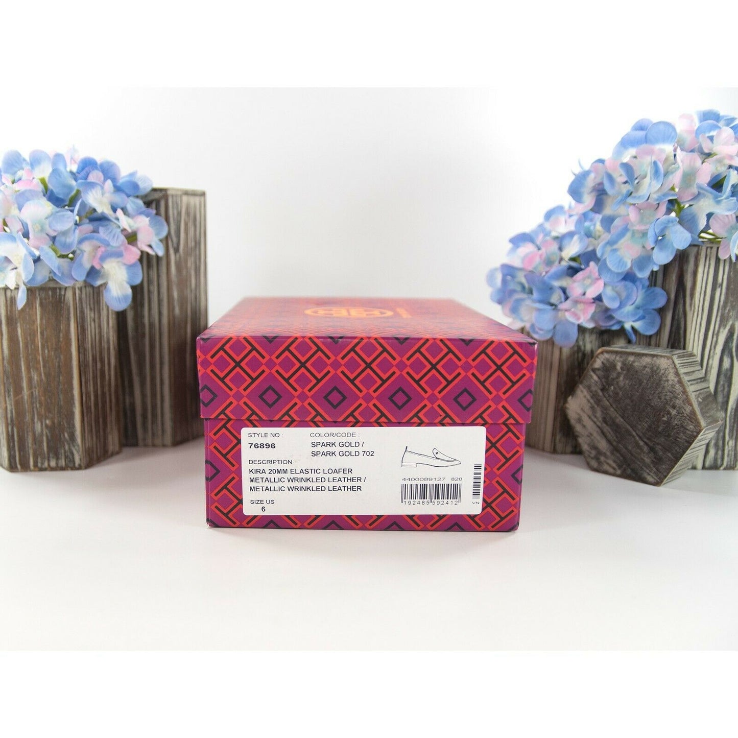 Tory Burch Kira 20MM Spark Gold Metallic Leather Elastic Loafer Sz 6 NIB