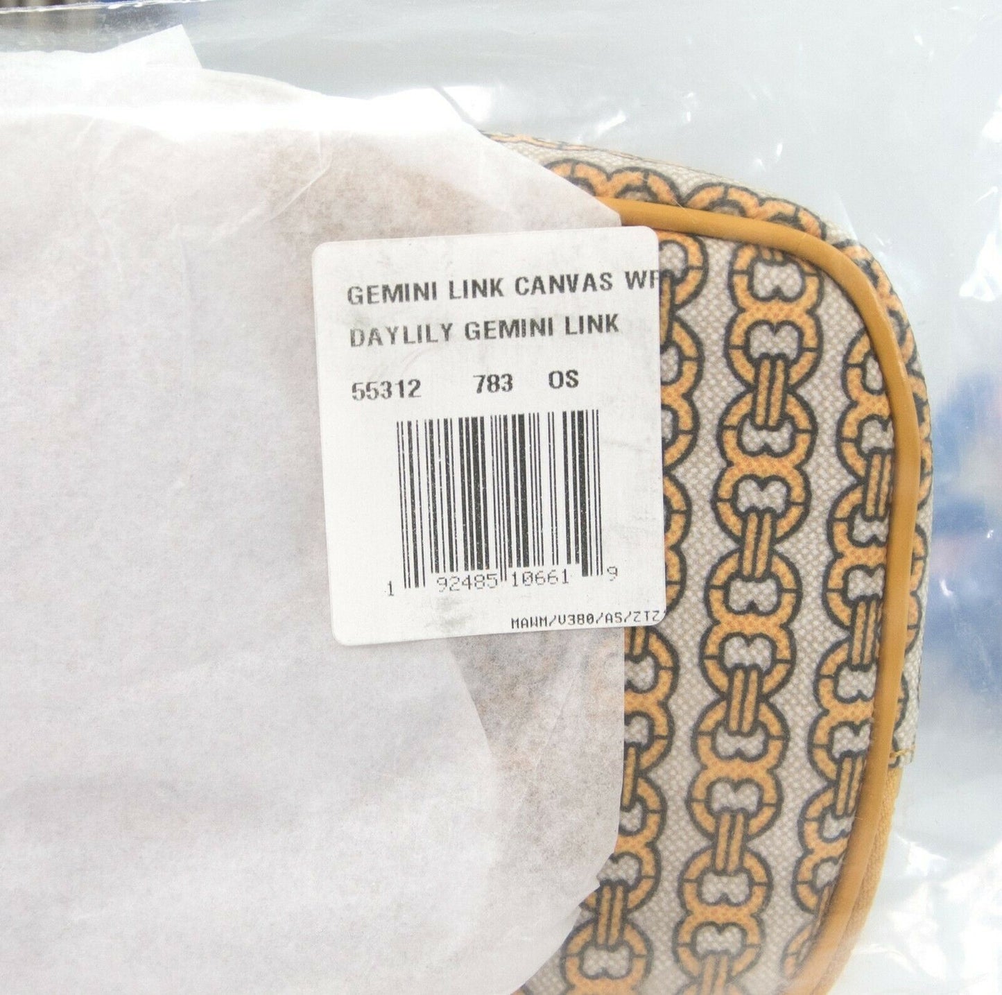 Tory Burch Gemini Link Coated Canvas Leather Large Wristlet NWT