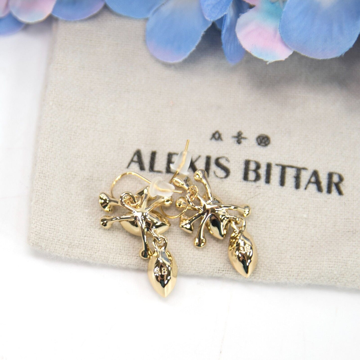 Alexis Bittar Crystal Navette Cluster Drop Sunburst Gold Earrings NWT