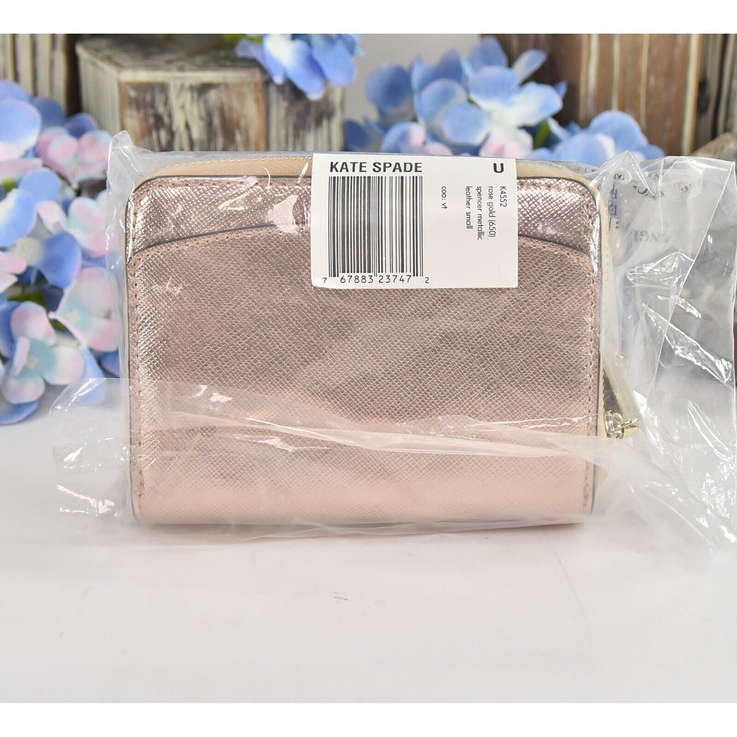Kate Spade Rose Gold Leather Spencer Compact Wallet NWT