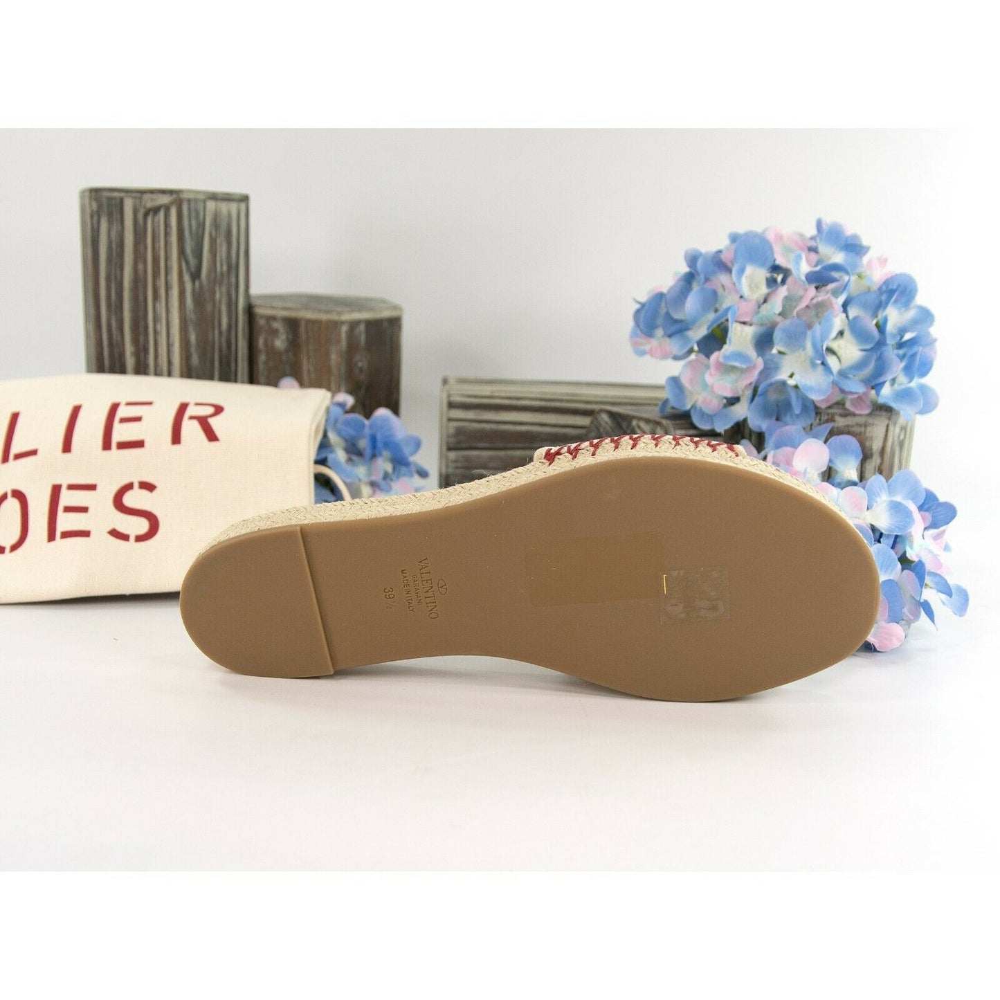 Valentino Atelier Eyelet Logo Espadrille Flatform Sandal 39.5 NIB