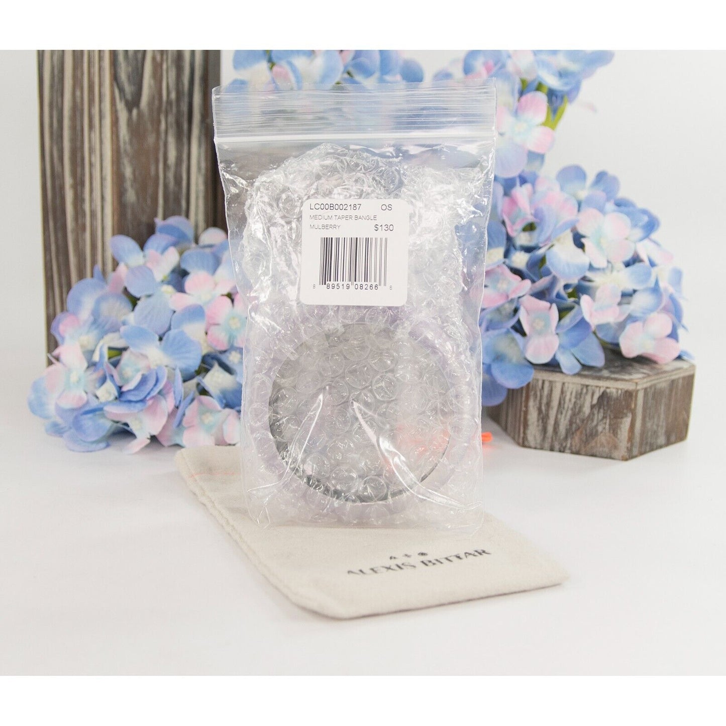 Alexis Bittar Mulberry Purple Lucite Medium Tapered Bangle Bracelet NWT