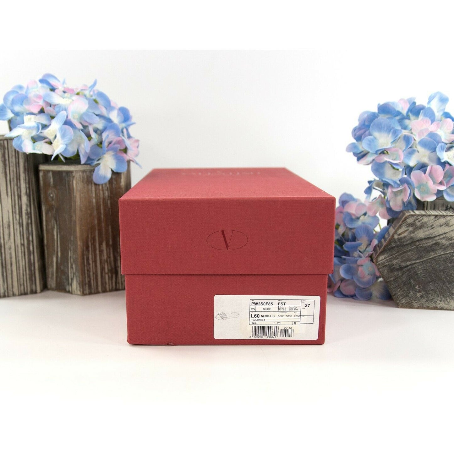 Valentino Black White Feather Embellished Pool Slide Sandals Sz 37 NIB