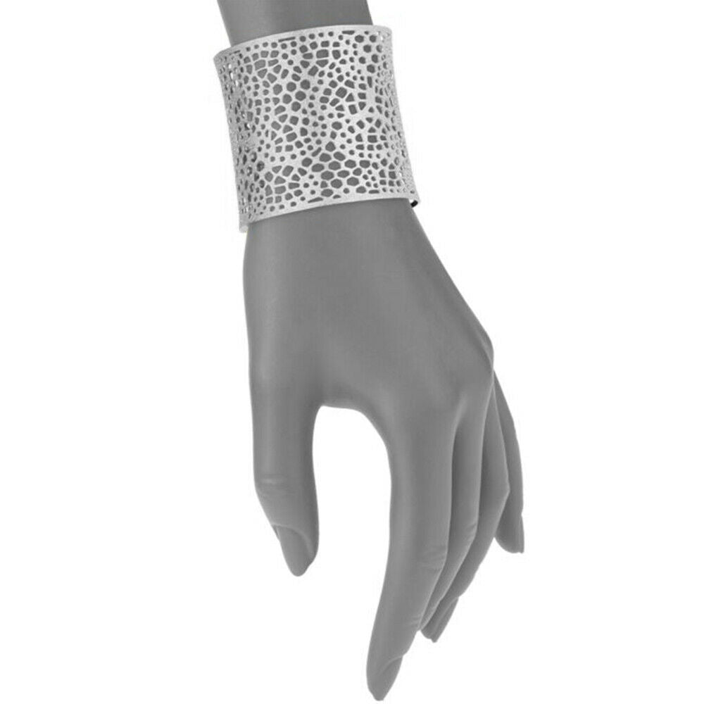 Amrita Singh Frosted Silver Open Filigree Wide Cuff Bracelet BRC 1720 NWT