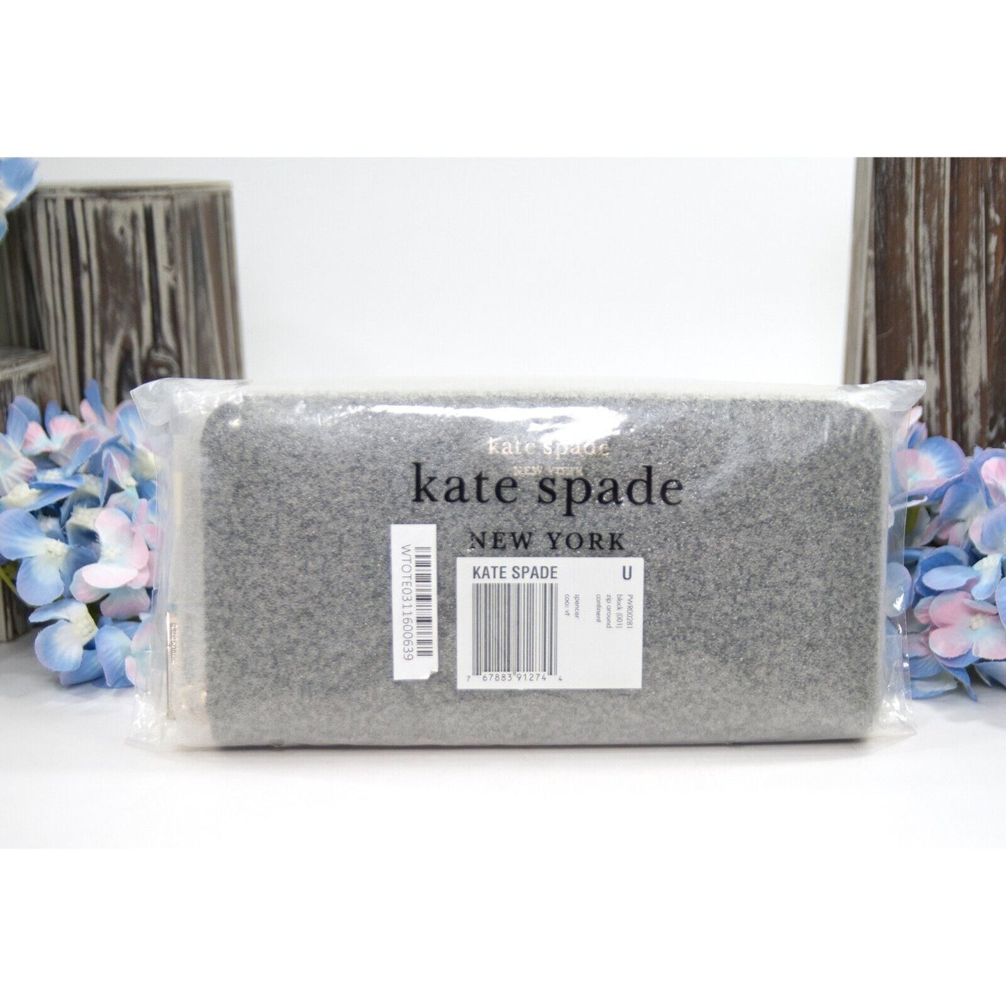 Kate Spade Spencer Black Leather Zip Around Large Continetal Lacey Wallet NWT