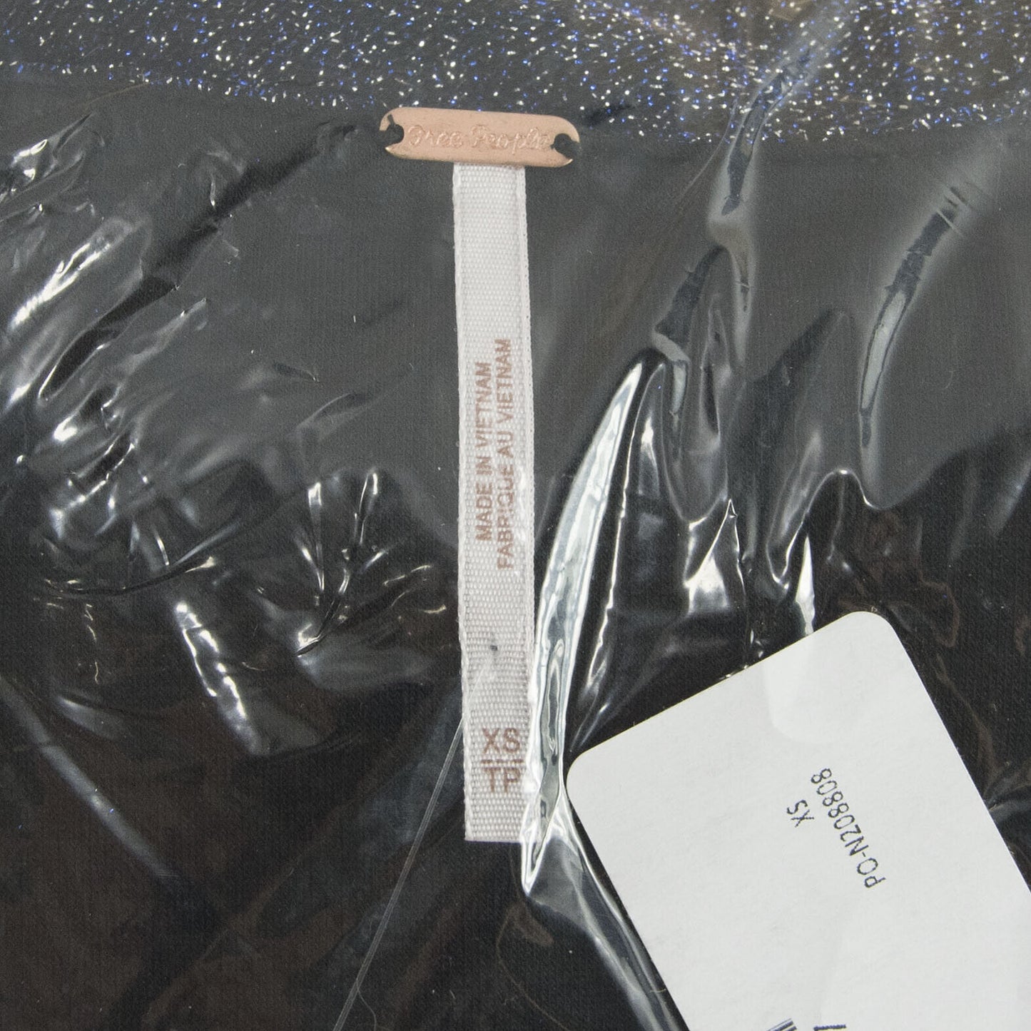 Free People One More Time Blue Black Shimmer Ruffle Midi Wrap Dress XS NWT