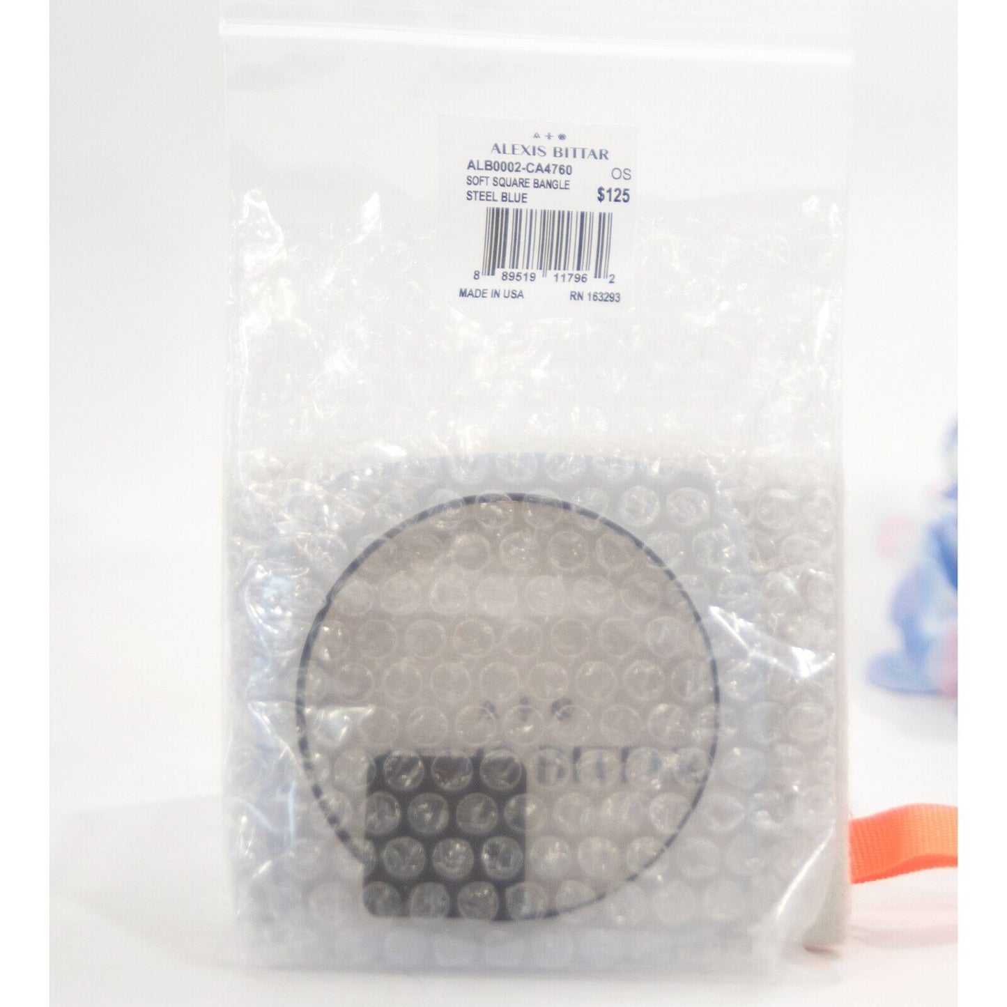 Alexis Bittar Steel Blue Lucite Soft Square Skinny Bangle Bracelet NWT