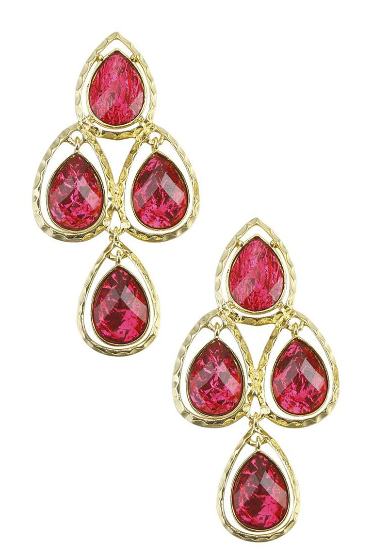 Amrita Singh Iridescent Ruby Resin Sagaponack Chandelier Earrings ERC 113 NWT