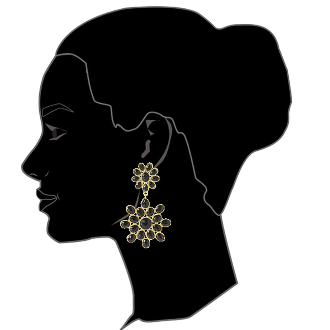 Amrita Singh East Lake Morning Black Resin Floral Drop Earrings ERC 376 NWT