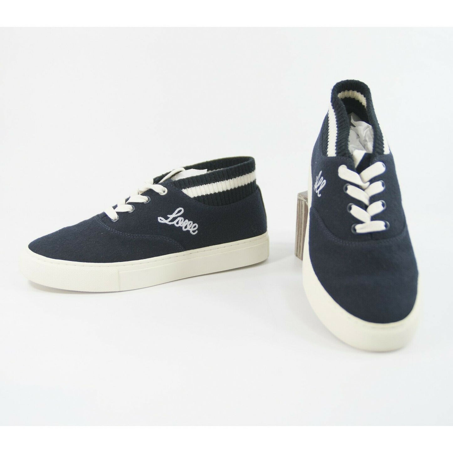 Tory Burch Bright Navy Snow White Love All Hi-Top Trainer Sneaker 8 NIB