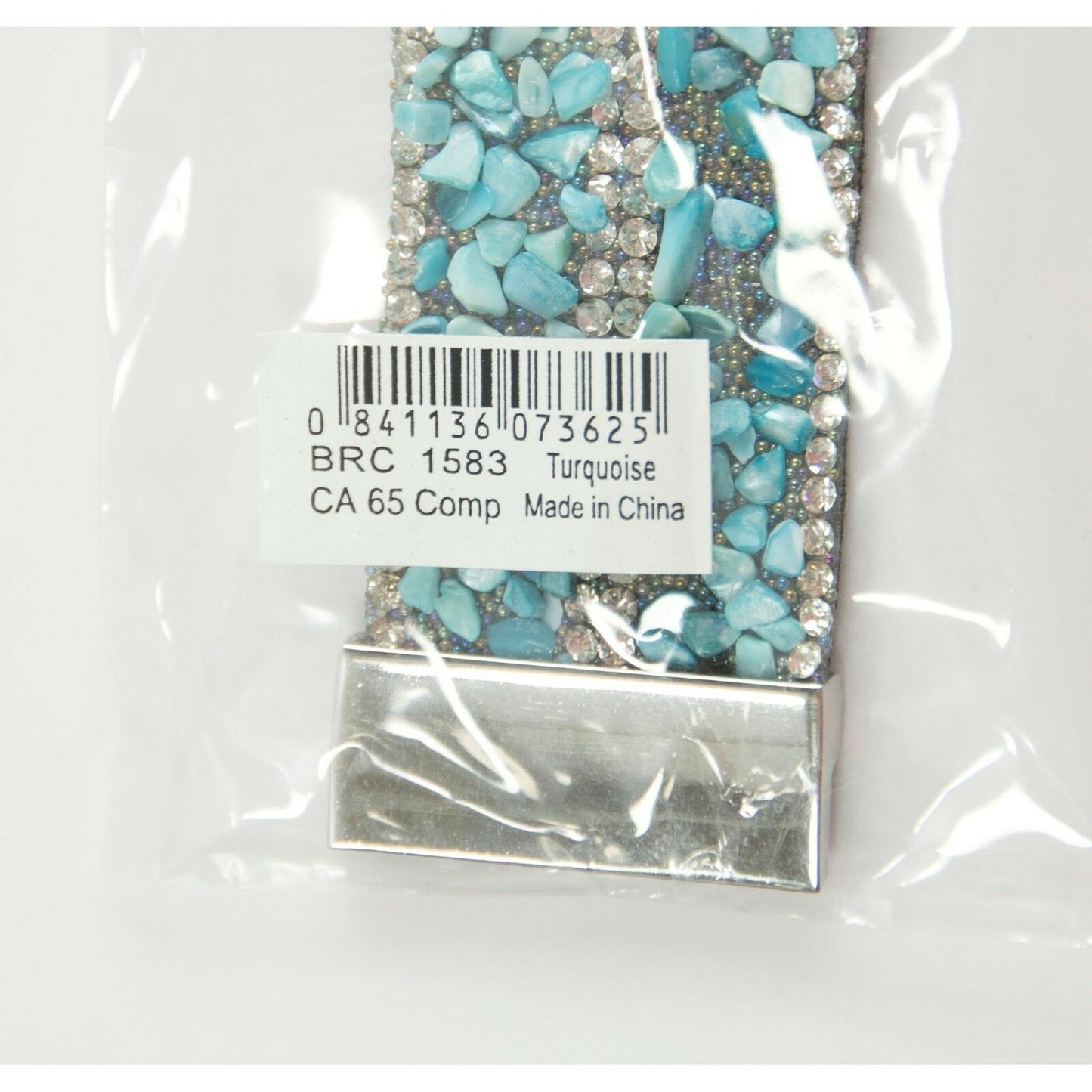 Amrita Singh Silver Tone Turquoise Chips Crystal Cuff Bracelet BRC 1583 NWT