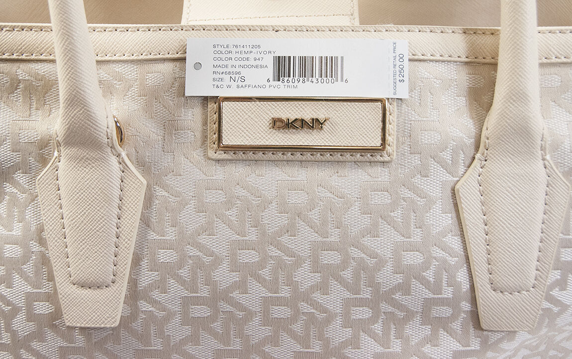 DKNY Town Country Jacquard Ivory Saffiano Large Shopper Tote NWT