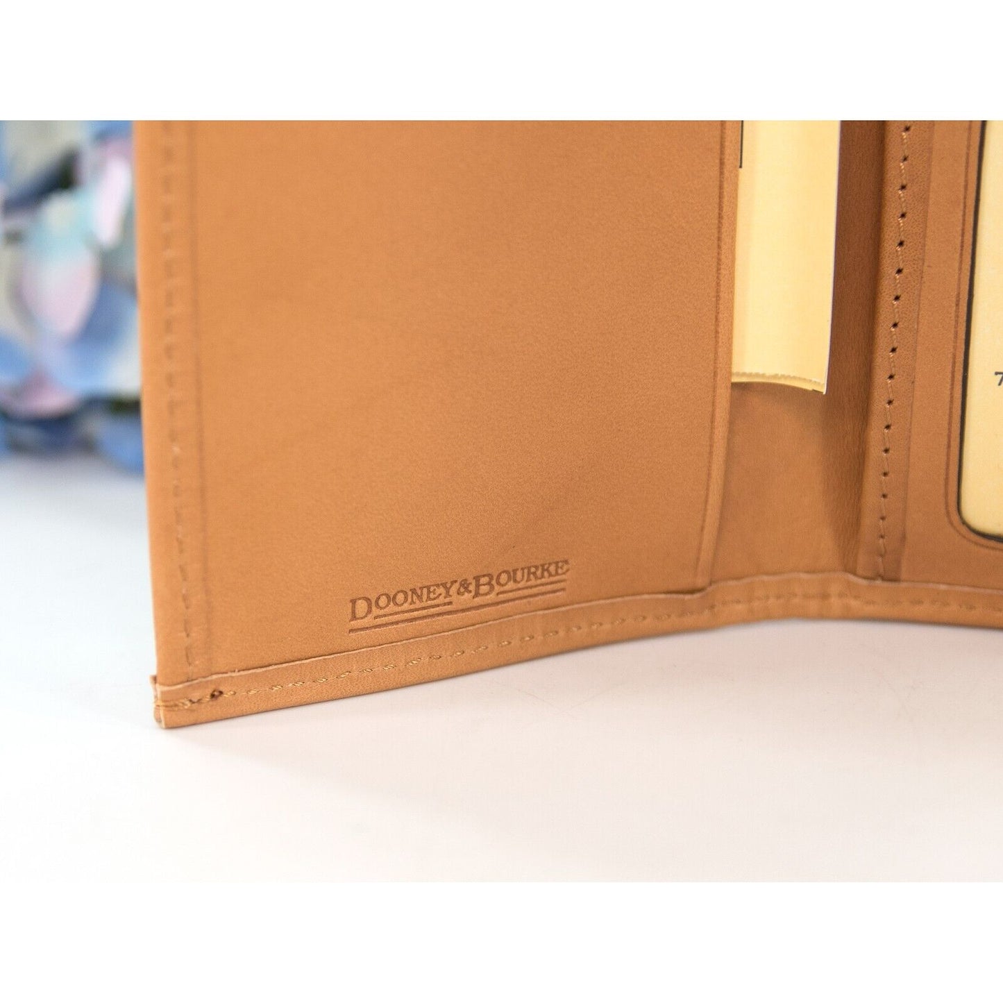 Dooney & Bourke Claremont Ice Blue and Natural Leather Trifold Wallet NWT