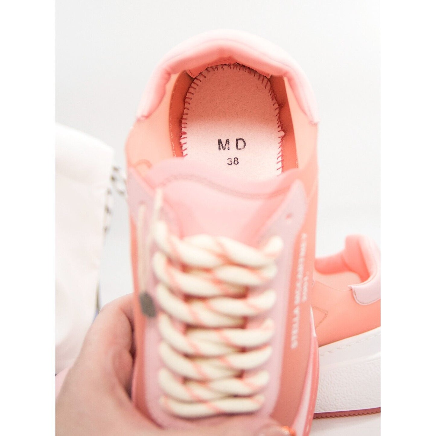 Stella McCarney Rose Pink Loop Oversize Vegan Leather Sneakers 38 NIB