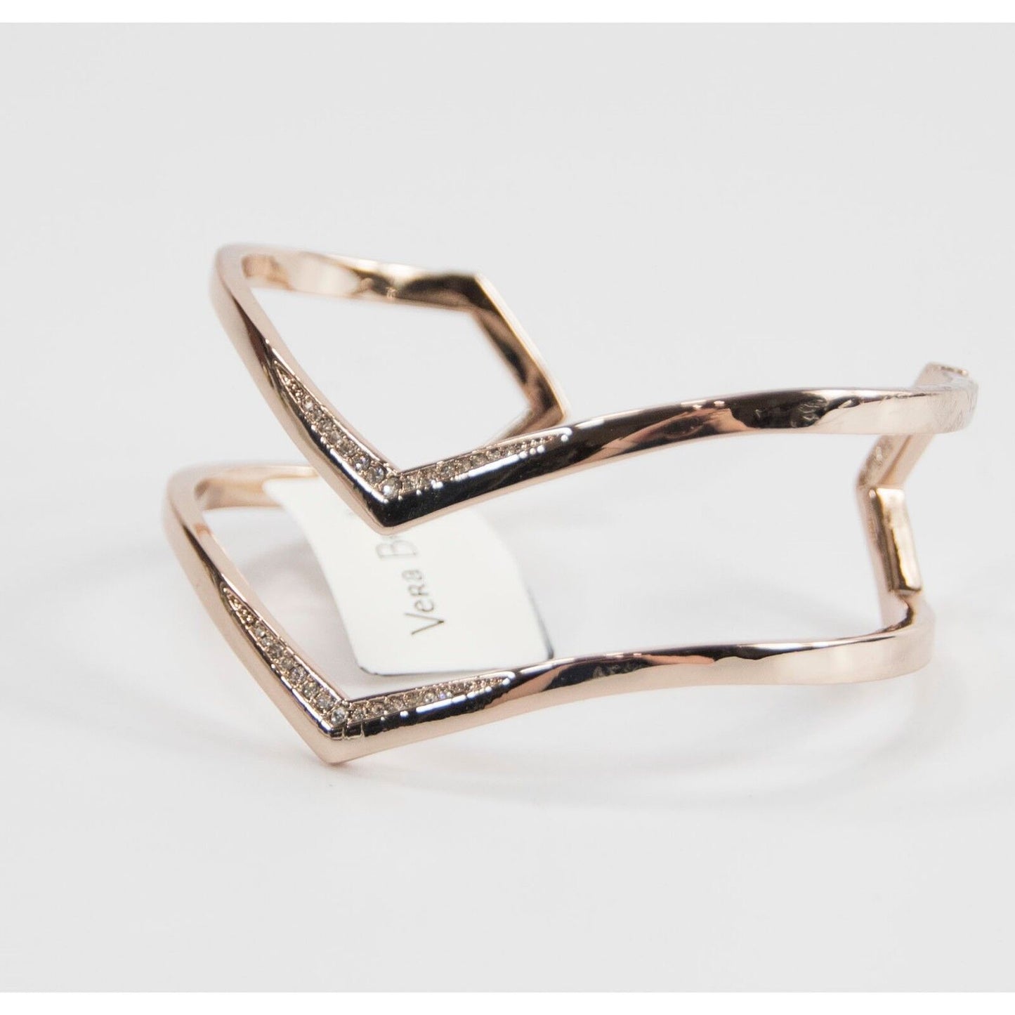 Vera Bradley Gold Sparkling Crystal Chevron Open Cuff Bangle Bracelet NWT