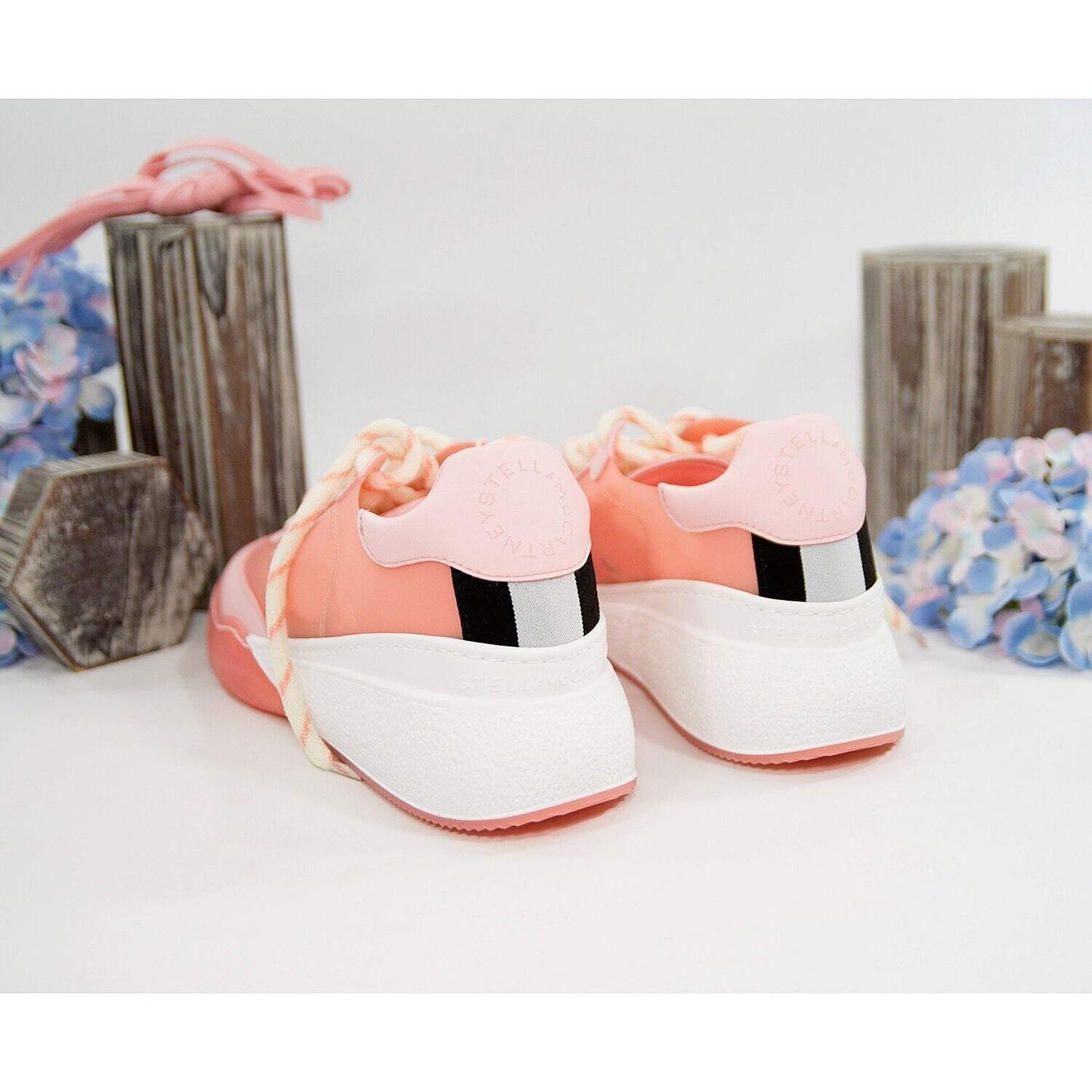 Stella McCarney Rose Pink Loop Oversize Vegan Leather Sneakers 39 NIB