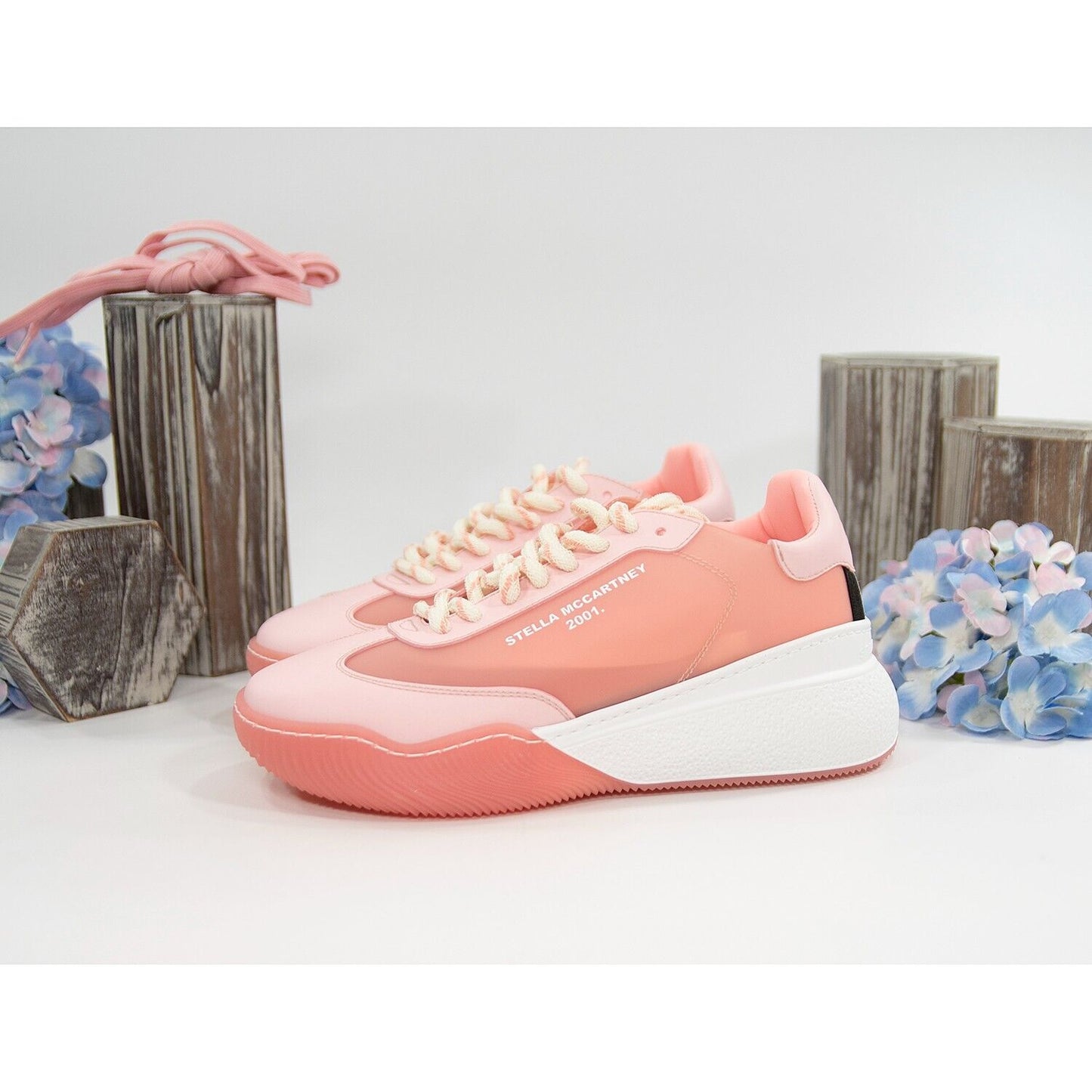 Stella McCarney Rose Pink Loop Oversize Vegan Leather Sneakers 39 NIB