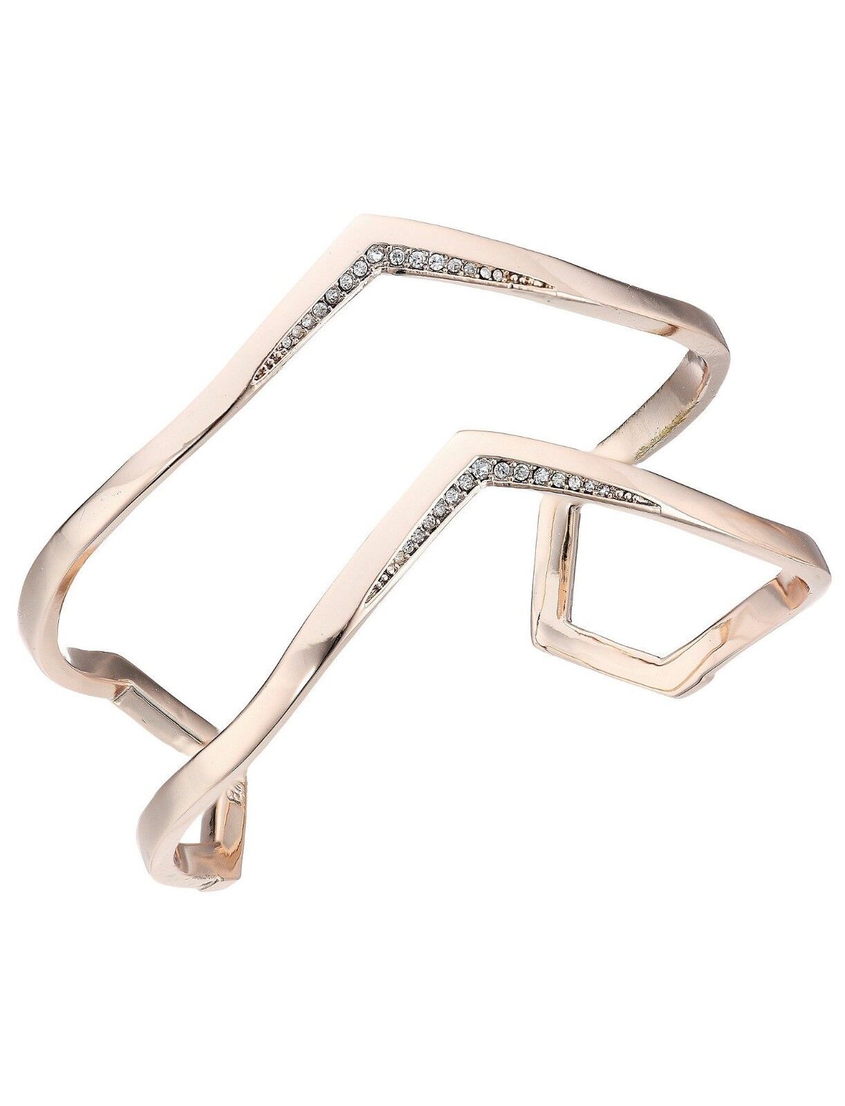 Vera Bradley Rose Gold Sparkling Crystal Chevron Open Cuff Bangle Bracelet NWT