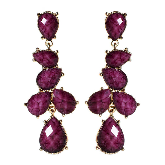 Amrita Singh Gold Amethyst Resin Hamptons Teardrop Earrings ERC 80 NWT