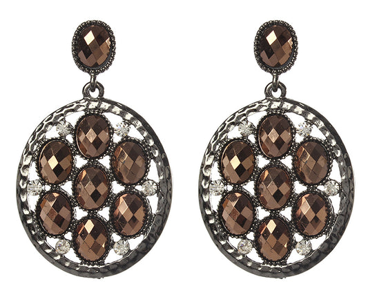 Amrita Singh Selene Copper Tone Clear Crystal Earrings ERC 5539 NWT