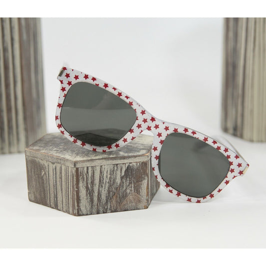 Saint Laurent SL51E Red Stars Silver Glitter Logo Acrylic Square Sunglasses NWT