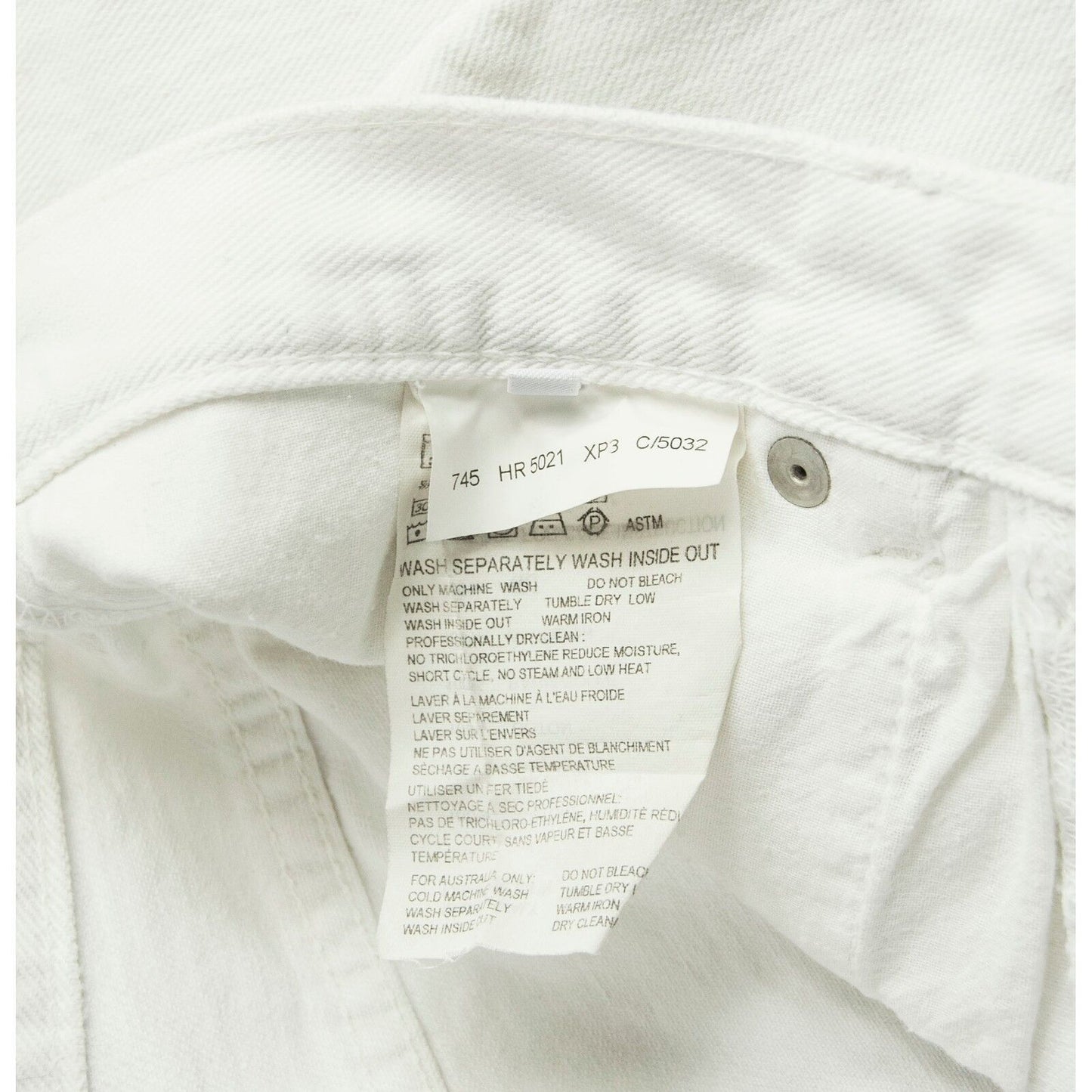 Helmut Lang White Button Fly Distressed Denim Boot Cut Straight Leg Jeans 28 NWT