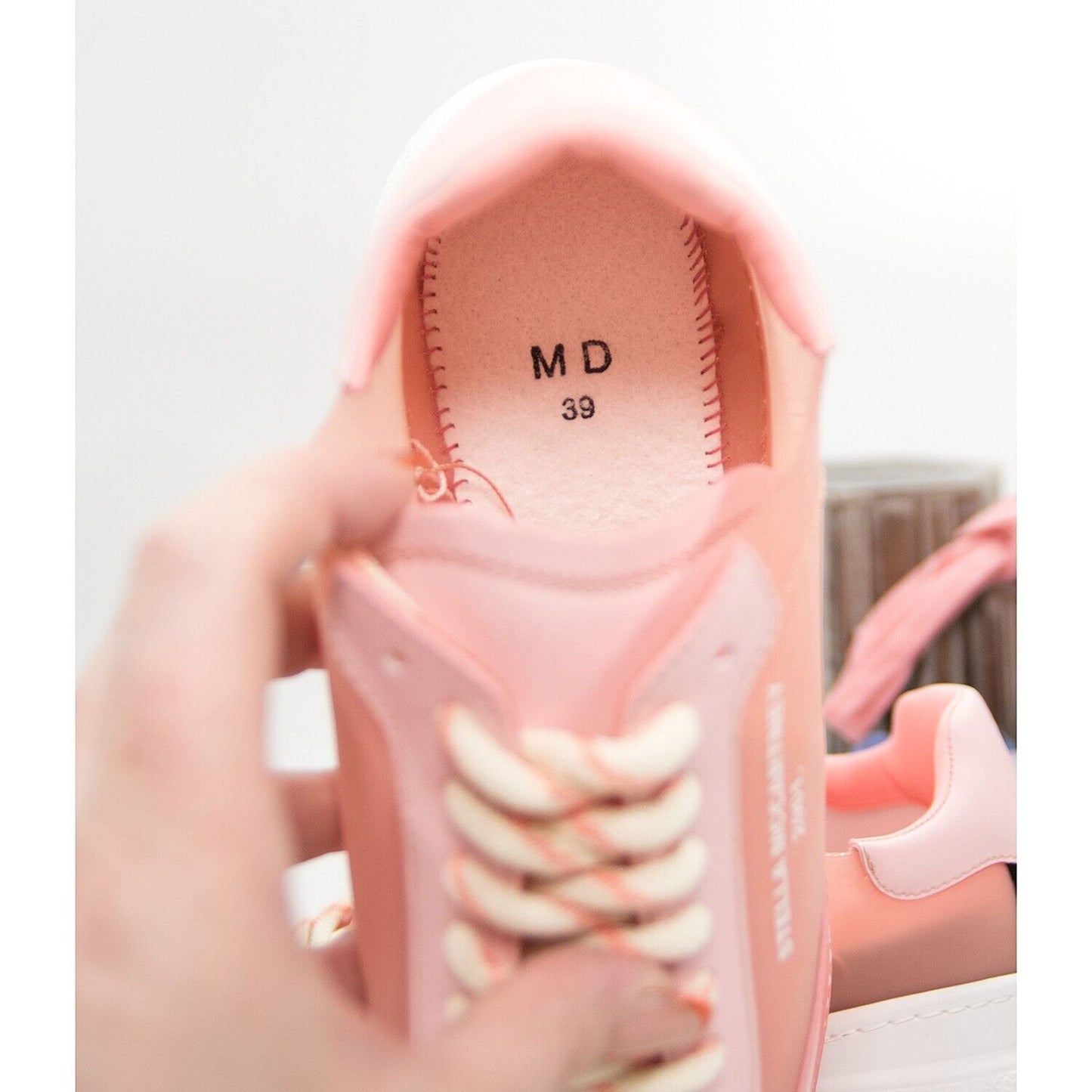 Stella McCarney Rose Pink Loop Oversize Vegan Leather Sneakers 39 NIB