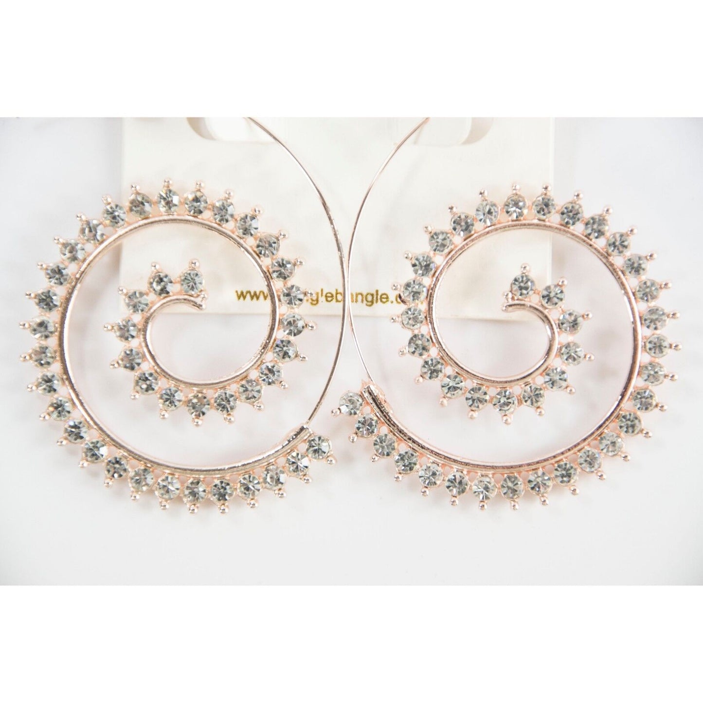 Amrita Singh Glamour Crystal Spiral Filigree Rose Gold Earrings ERC 5766 NWT