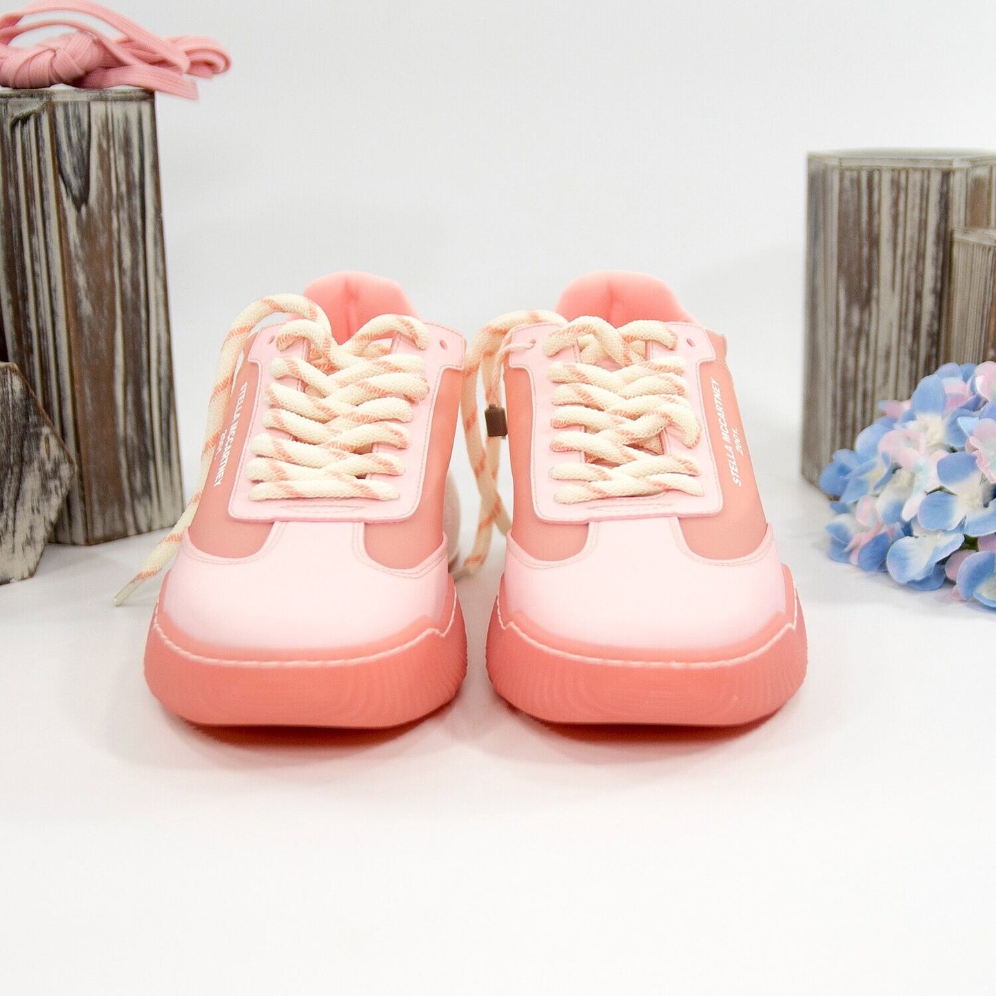 Stella McCarney Rose Pink Loop Oversize Vegan Leather Sneakers 39 NIB