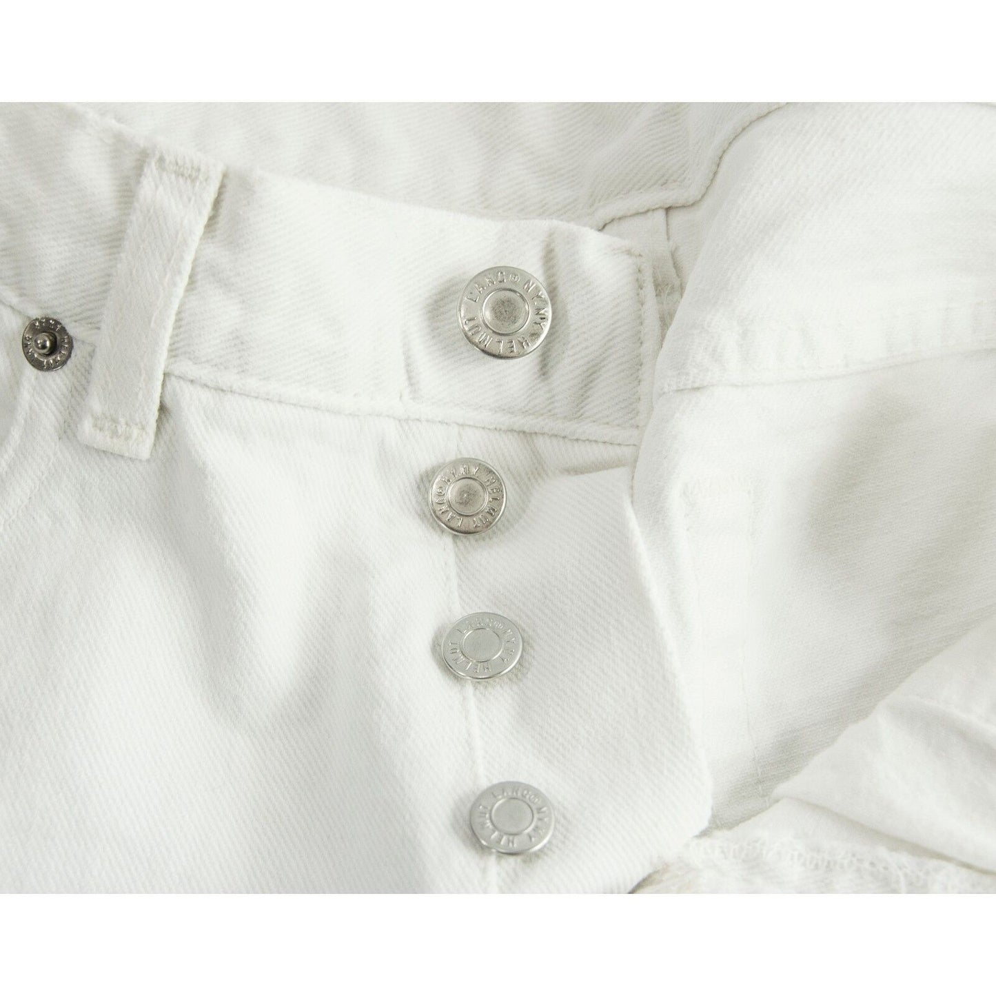 Helmut Lang White Button Fly Distressed Denim Boot Cut Straight Leg Jeans 28 NWT