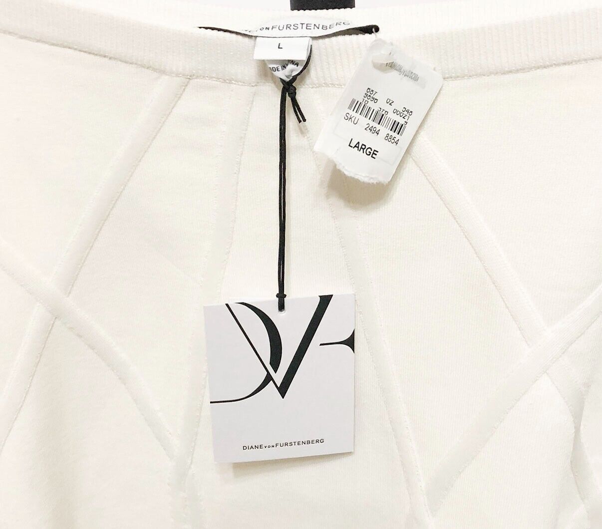 Diane Von Furstenberg White Samara Eyelet Thick Knit A Line Skirt L NWT $395