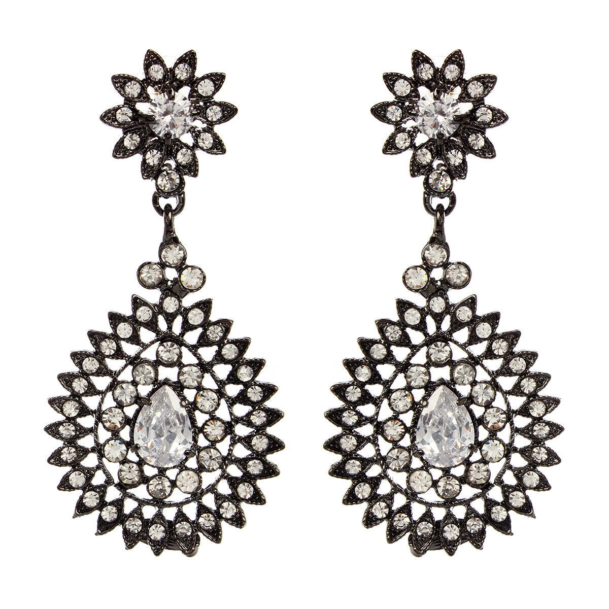 Amrita Singh Buckingham Cubic Zirconia CZ LARGE Statement Earrings ERC 9965 NWT