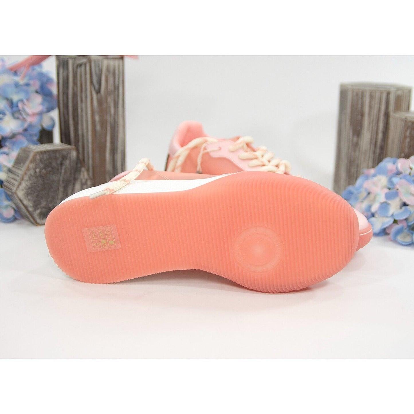 Stella McCarney Rose Pink Loop Oversize Vegan Leather Sneakers 38 NIB