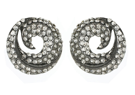 Amrita Singh Gunmetal Crystal Sorrento Swirl Stud Earrings ERC 7016 NWT