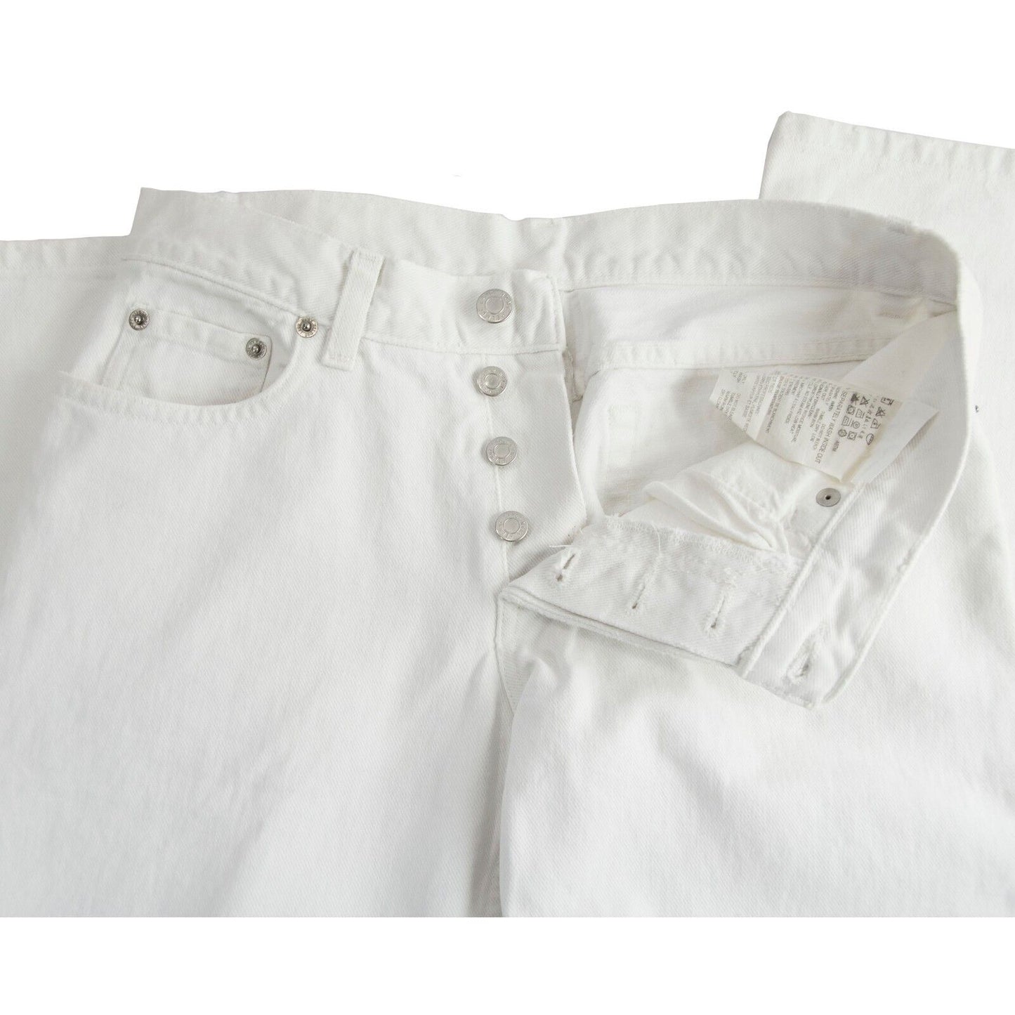 Helmut Lang White Button Fly Distressed Denim Boot Cut Straight Leg Jeans 28 NWT