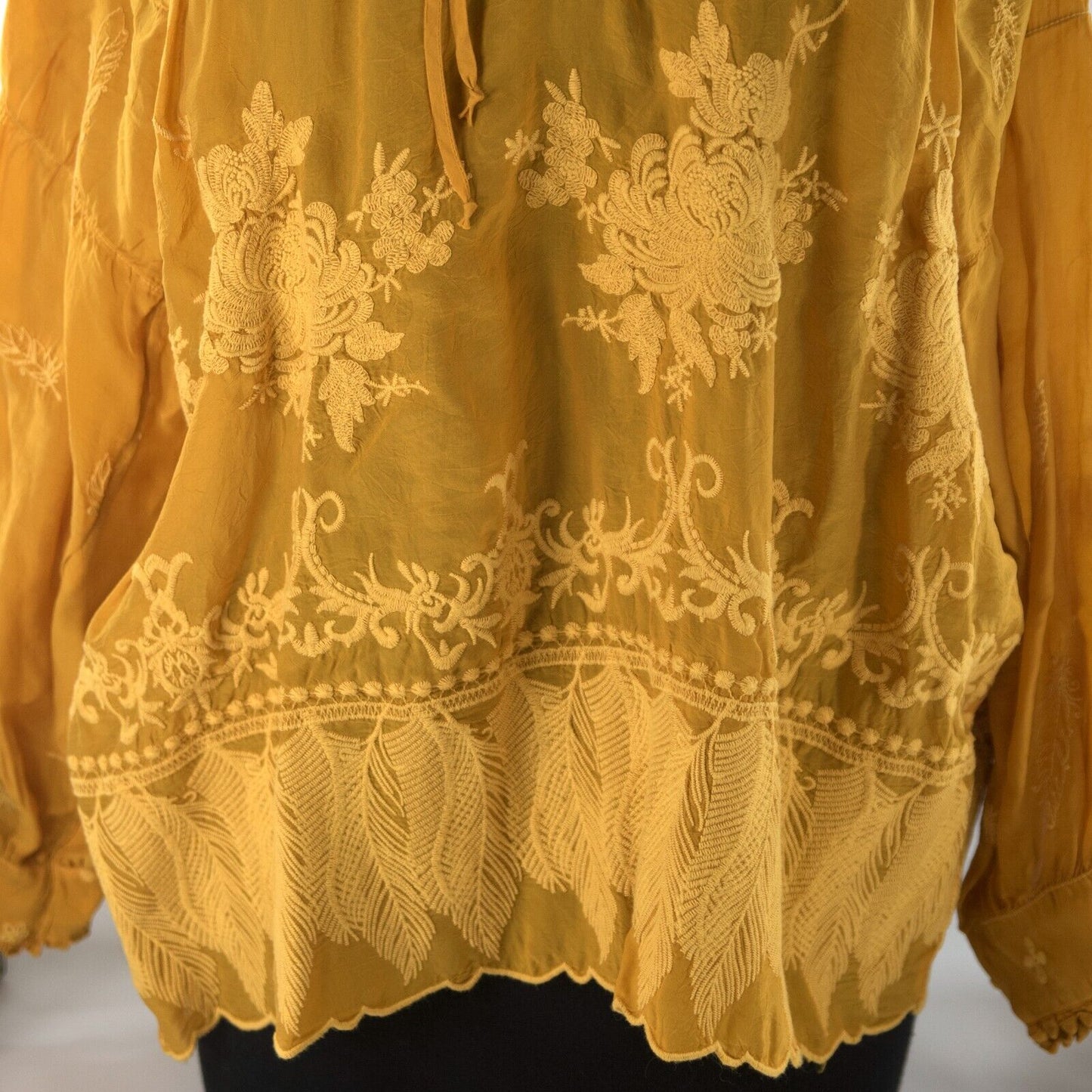 Johnny Was Persimmon Rayon Embroidered Lara Feather Top Shirt Blouse Sz M NWT