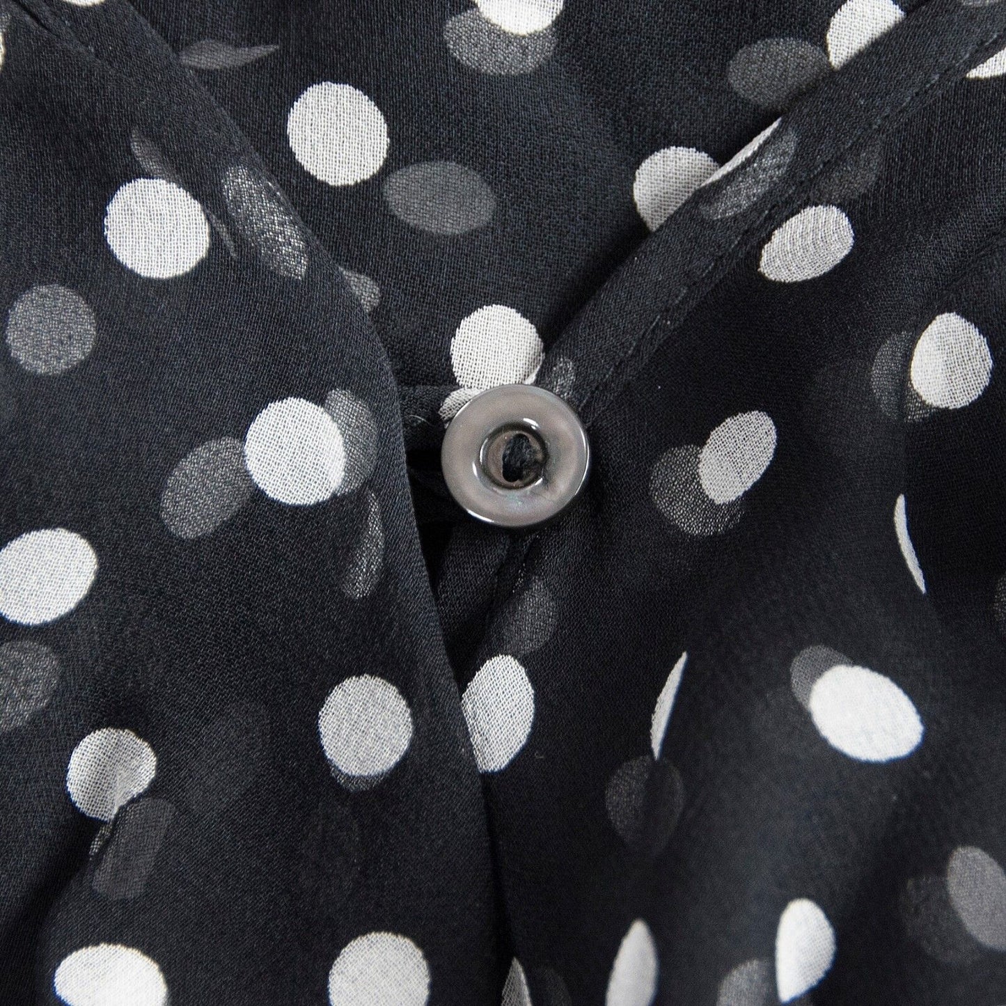 Carlo Colucci Silk Black Ruffle Tuxedo Polka Dot Blouse 38 Made in Italy RT $395