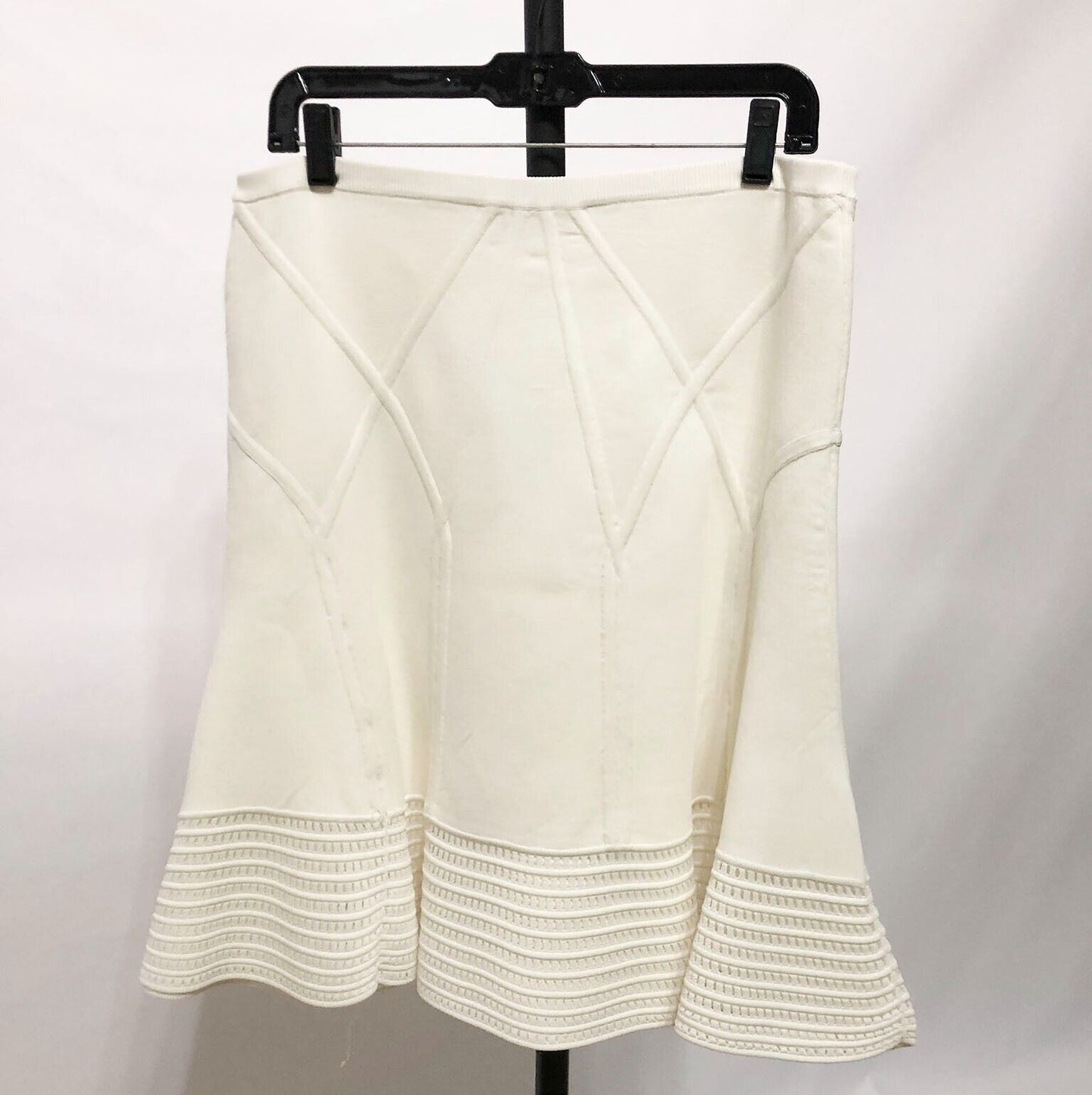 Diane Von Furstenberg White Samara Eyelet Thick Knit A Line Skirt L NWT $395