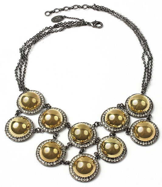 Amrita Singh Gold Gunmetal Vanessa Crystal Bib Necklace NKC 1688 NWT