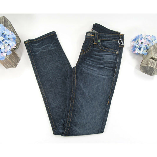 True Religion Dark Wash Straight Leg Denim Jeans 26 EUC