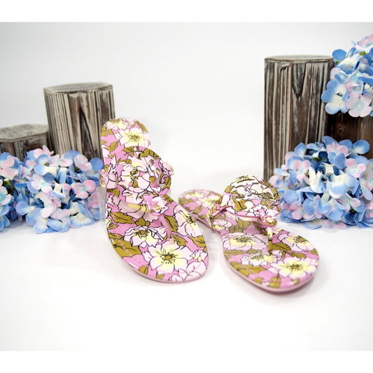 Tory Burch Miller Purple Bold Flower Patent Leather Sandals Size 7 NIB