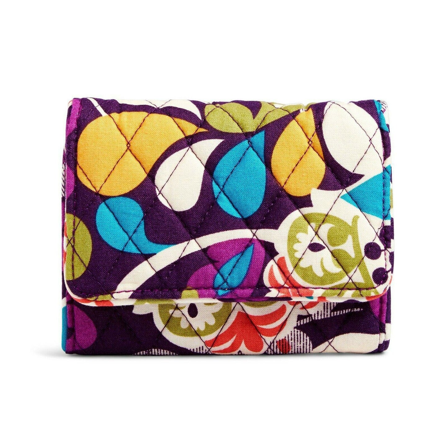Vera Bradley Plum Crazy Petite Trifold Card Case Holder Mini Wallet NWT